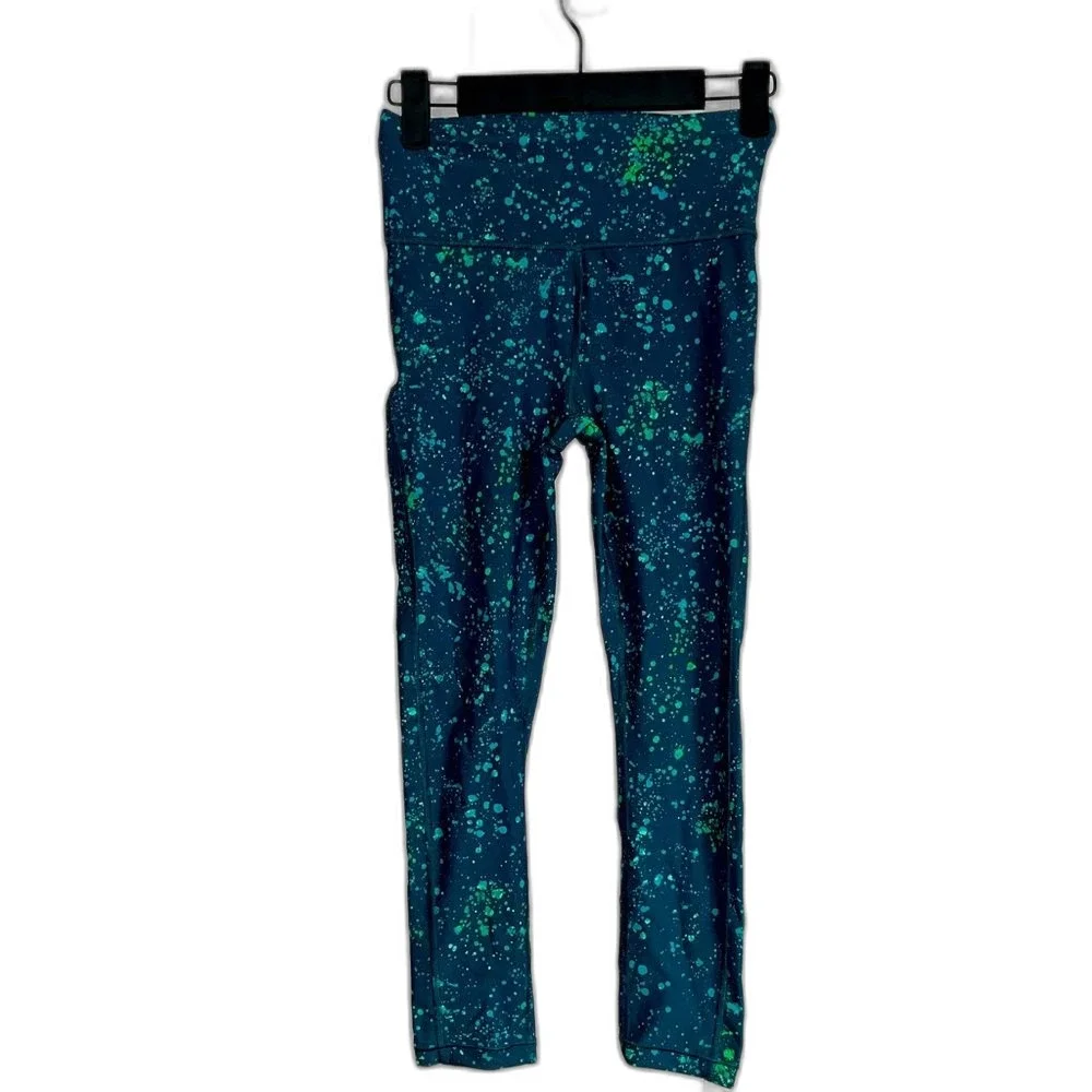 Athleta Ultimate Stash Pocket Splatter Capri Oceanic Teal Size XXS